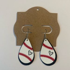 Baseball tear drop earrings